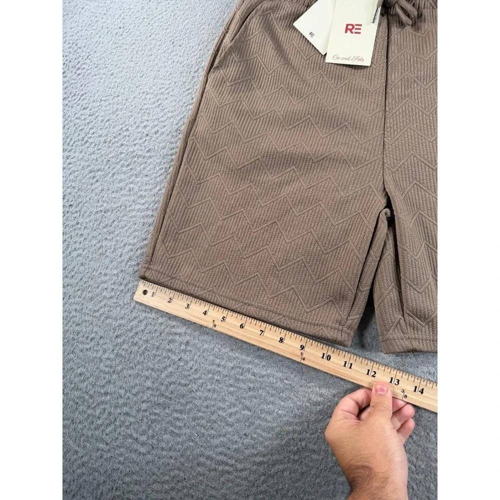Riot Empire Imagine Textured Shorts Mens Medium Brown Stretch Drawstring NWT